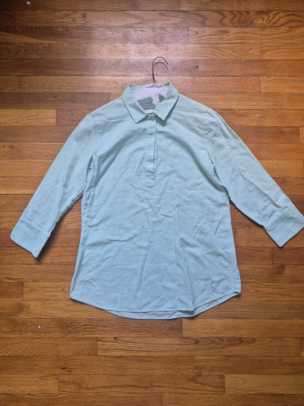 Vineyard Vines Teal Mint Green Collared Top